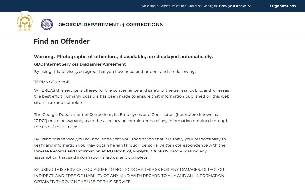 Georgia GDC offender search for Ben Hill County released inmates